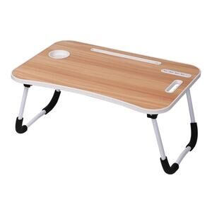 Laptop Bed Desk, Foldable Laptop Lap Desk Tray Table with USB Charge Port Walnut